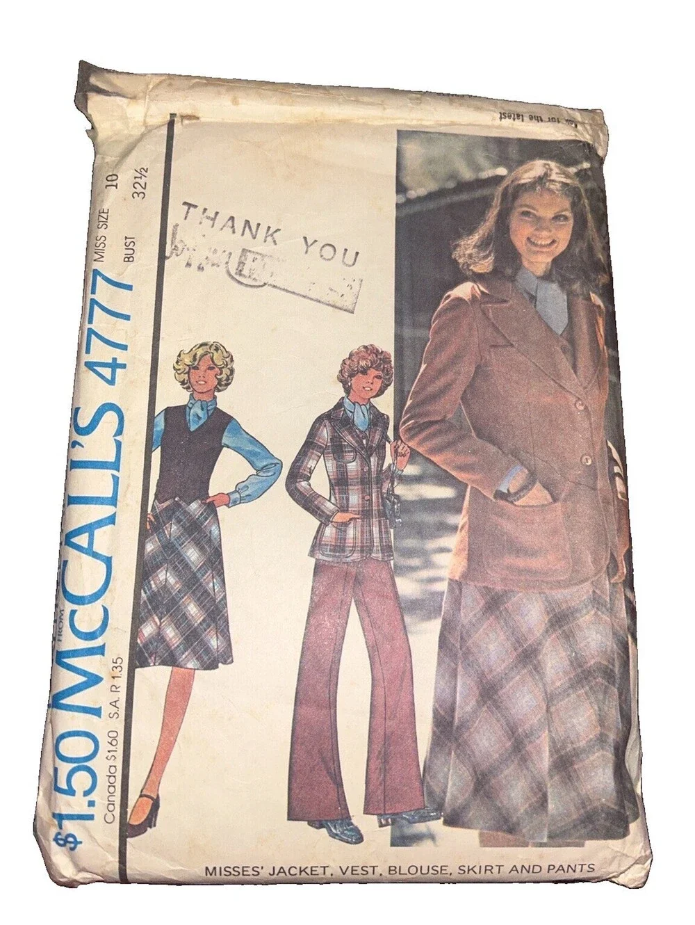 Vintage McCall’s 4777 Misses Jacket Vest Blouse Skirt Pants Pattern Sz 10 Cut